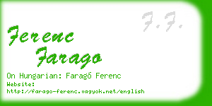 ferenc farago business card